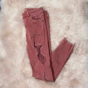 American Eagle ripped pink jeggings